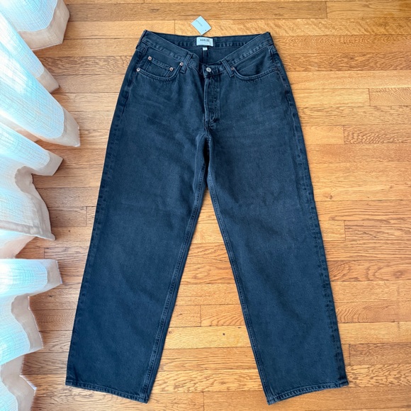Agolde Dark Gray V-Waist Baggy Relaxed Jeans - Picture 2 of 7